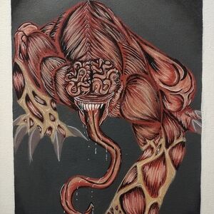 Abstract Creature Art Print - Red and Brown